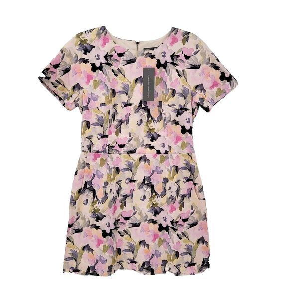NWT French Connection Women's 10 Catlett Fitted Dress Floral Print Short Sleeve - Picture 1 of 11